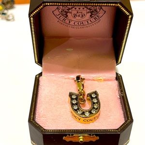 Juicy Couture Gold Horseshoe Charm with Clear Crystals